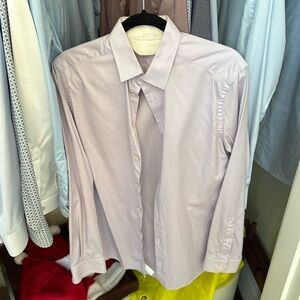 Eton Mens Button-Up Shirt Purple Diamond Dot Long Sleeve 15 3/4 Super Slim